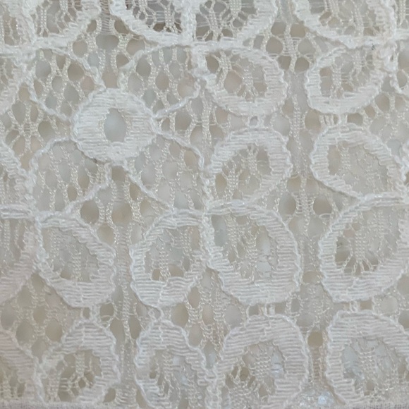 CANDIE’S Blouse Semi Sheer Ivory Lace Black Buttons and Accents Long Sleeve - Picture 8 of 15